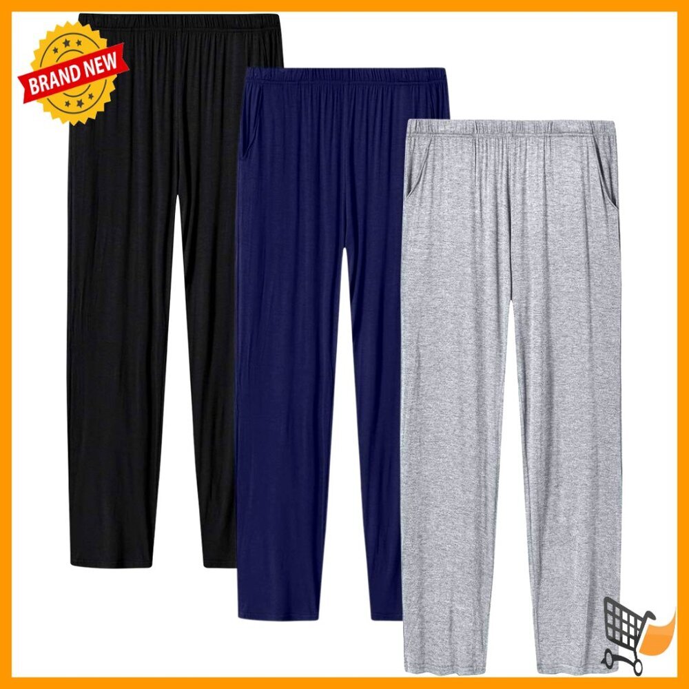 Modal Pajama Pants with Pockets, Elastic Drawstring, Lightweight Lounge Bottoms